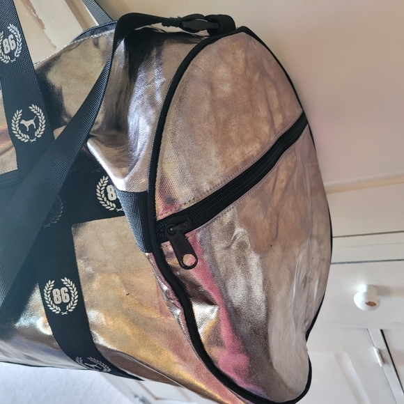 Victoria's Secret PINK Gold Metallic and Black Large Duffle Bag PINK NATION - Picture 4 of 9